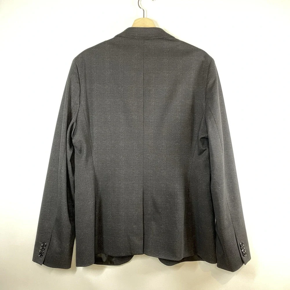 Zara Mens Gray Plaid Check Sport Coat Suit Blazer Jacket Size 40 Two Button